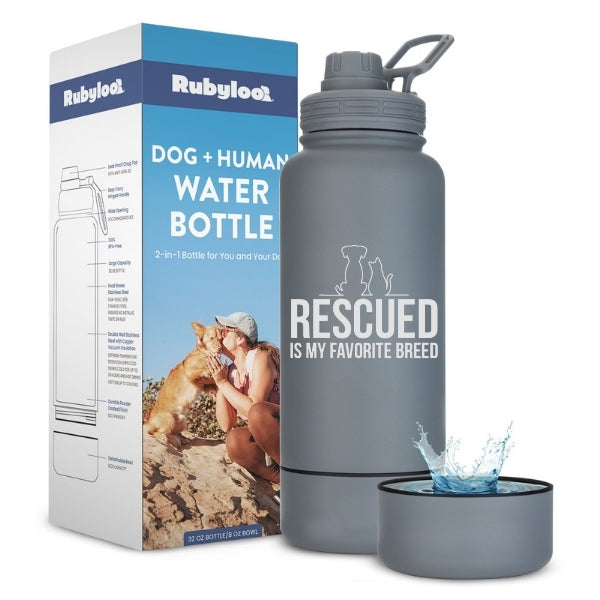Rubyloo Water Bottle with Detachable Dog Bowl