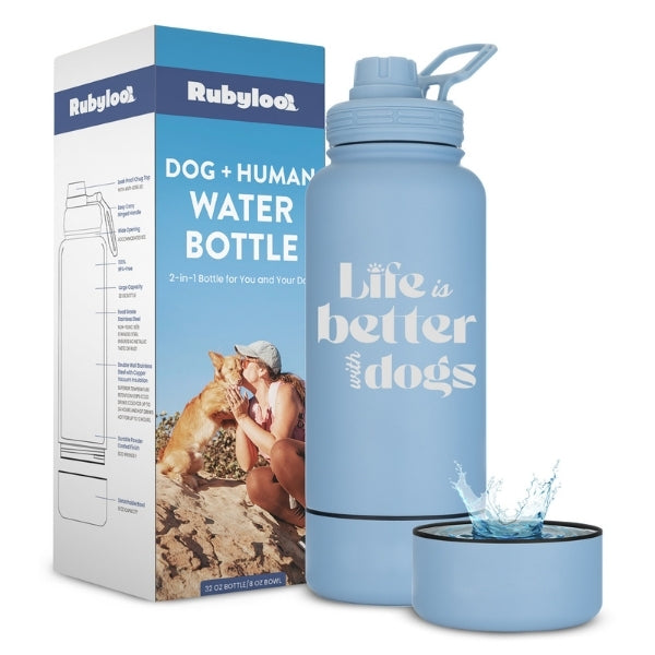 Rubyloo Water Bottle with Detachable Dog Bowl